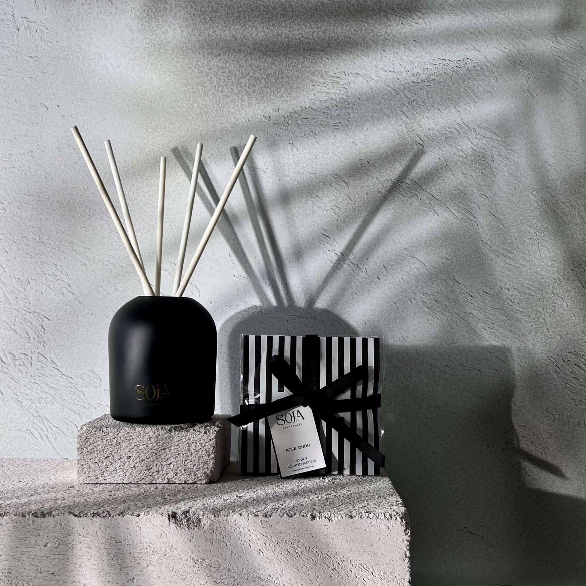 Shop our collection of aroma sticks and scented sachets at Soja Fragrances. These home fragrances provide a continuous scent, enhancing your home's atmosphere.