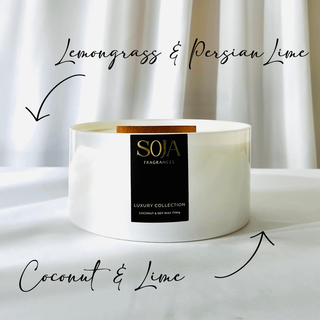 The Luxury Collection - Double Fragrance | Elevate any space with our Luxury Double Fragranced Candle, blending Coconut &amp; Lime and Lemongrass with 160 hours of burn time. | SOJA Fragrances