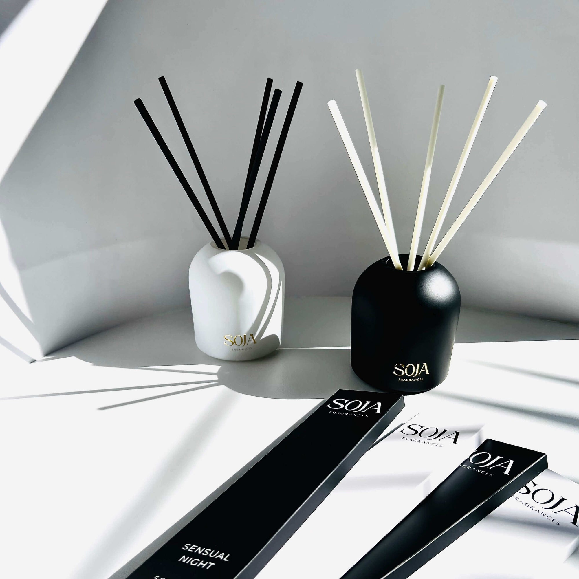 Aroma Stick Vessel | Elevate your home with Aroma Stick Vessels from Soja Fragrances. Choose matte black or white for ease and convenience. Shop now! | SOJA Fragrances