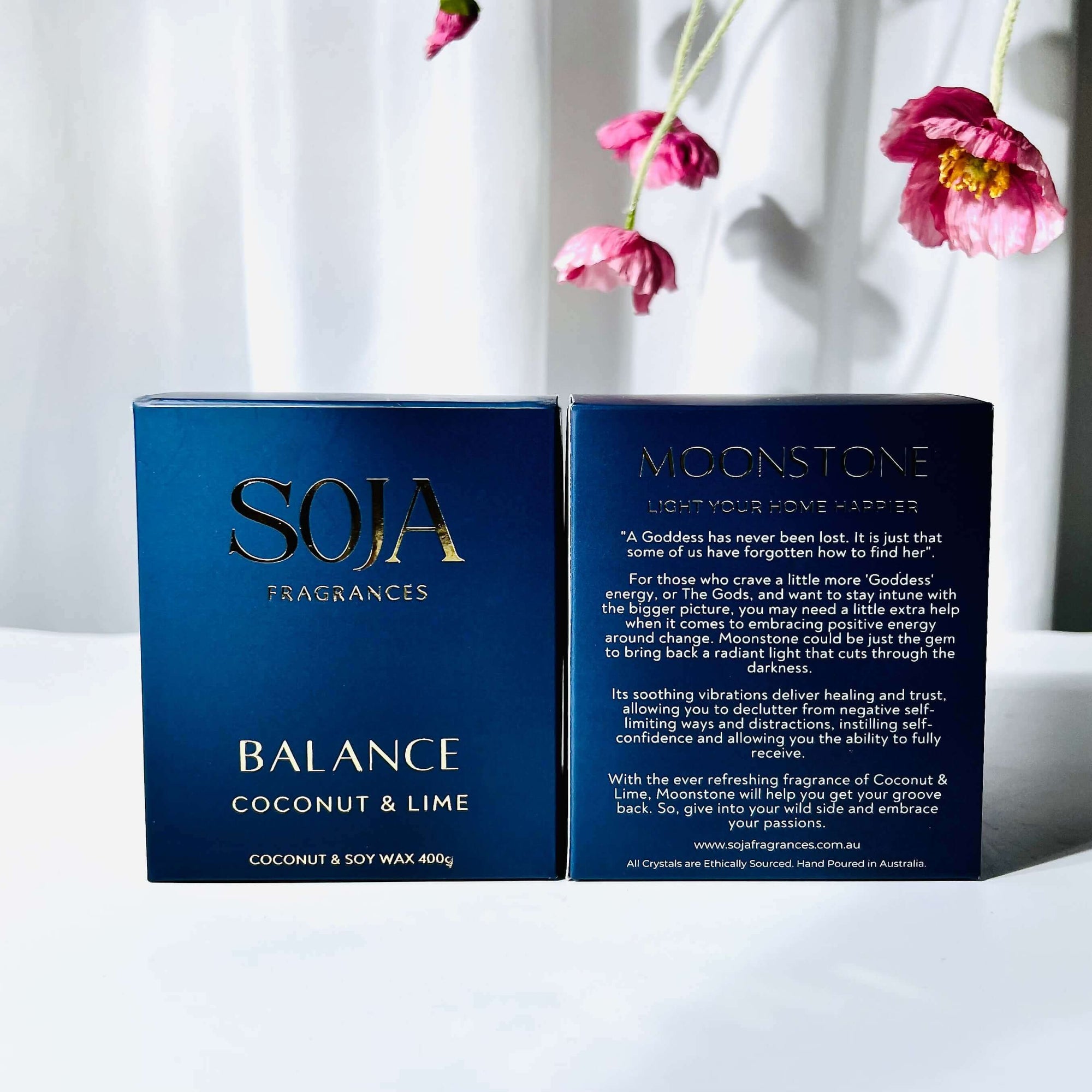 Balance - Coconut &amp; Lime Candle | Indulge in Balance - a Moonstone Crystal Candle with coconut &amp; lime scents from Melbourne. Enjoy 70hrs of serene, clean-burning relaxation. Shop now! | SOJA Fragrances