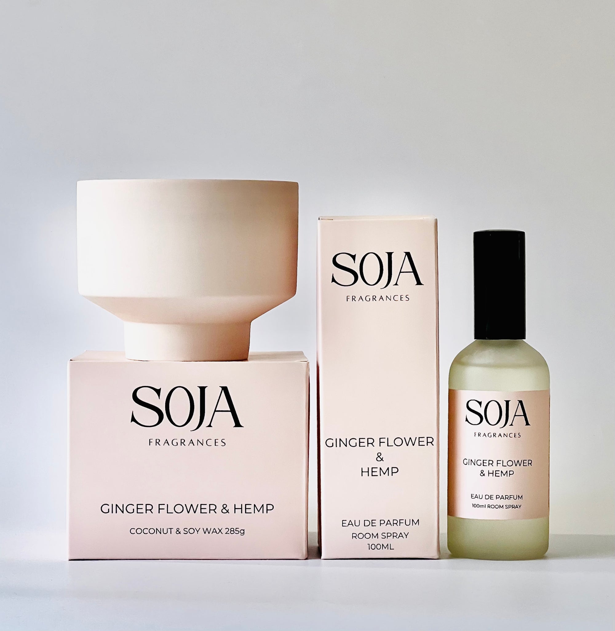 Eau De Parfum - Ginger Flower & Hemp | Discover our ceramic Eau De Parfum room sprays at Soja Fragrances. Handcrafted with luxurious scents, these sprays add elegance to any room. | SOJA Fragrances