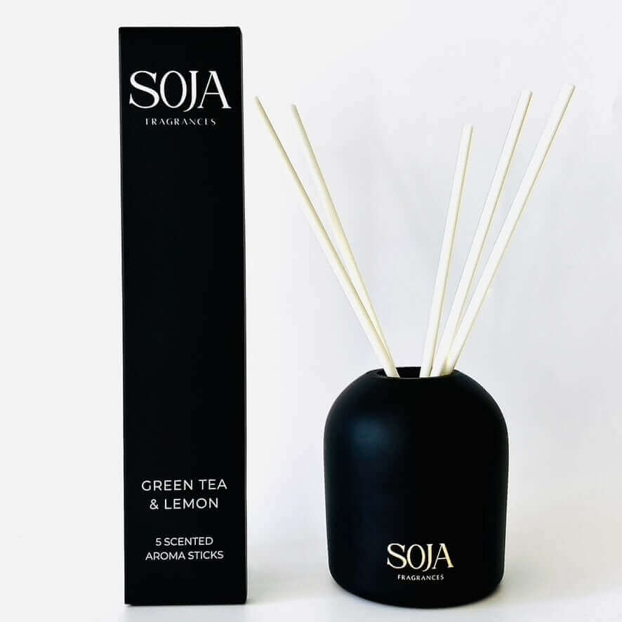 Aroma Stick - Green Tea & Lemon | Discover the liquid-free way to fragrance your home with Aroma Sticks - Green Tea & Lemon. Continuous, calming scent without the mess. Shop Soja Fragrances now. | SOJA Fragrances