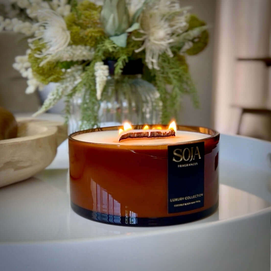 The Luxury Collection - Virtue | Experience elegance with Soja's Virtue Candle from our Luxury Collection. Crafted for serenity with a unique S-Shape wick and exquisite fragrance. | SOJA Fragrances