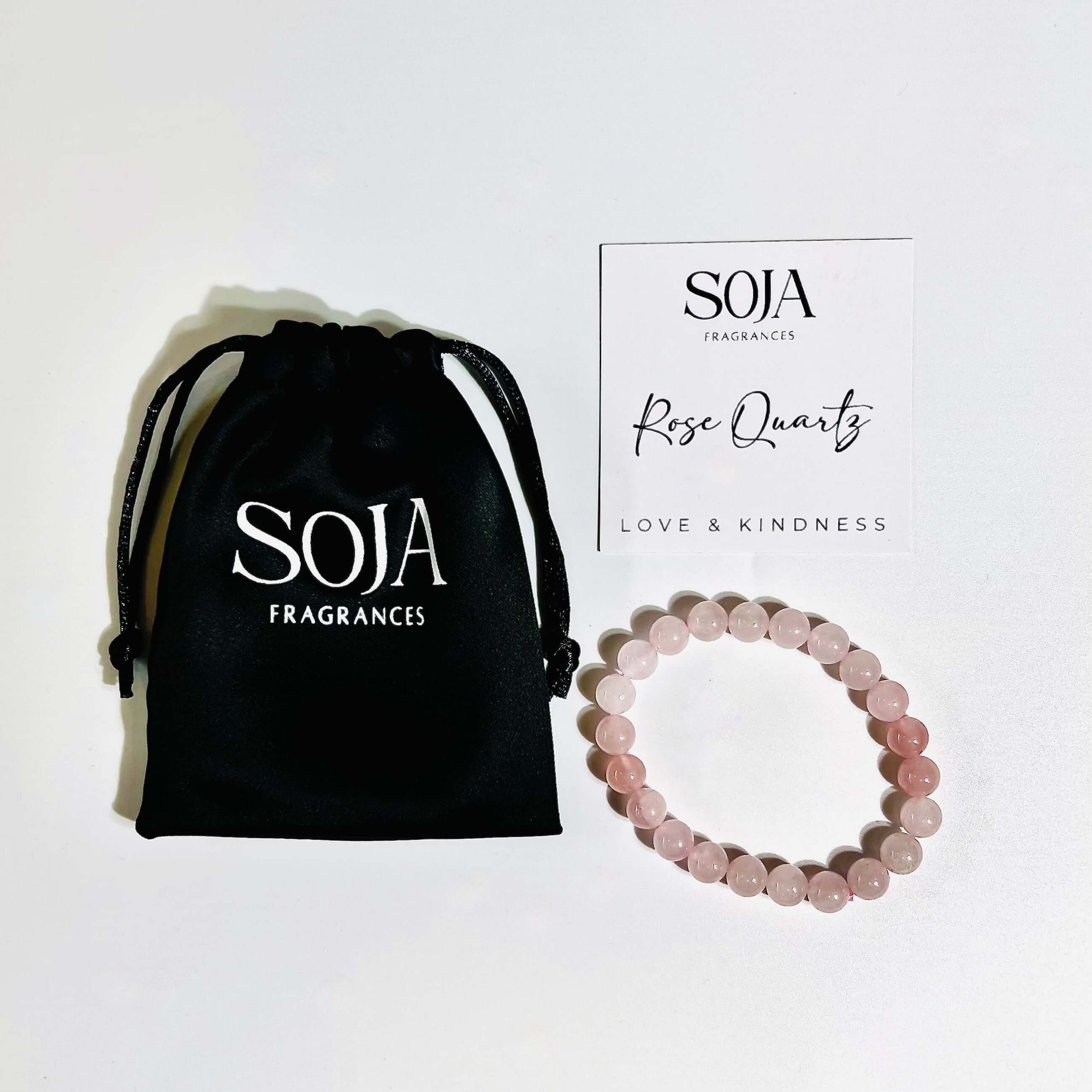 Rose Quartz Crystal Bracelet | Embrace love with our Rose Quartz Crystal Bracelet. Perfect blend of beauty &amp; healing energy. Shop the collection at Soja Fragrances now. | SOJA Fragrances