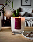 Love - Lychee & Peony Candle | Infuse your space with the scent of lychee & peony, enhanced by Rose Quartz's energy. Natural wax, 70-hr burn for a loving ambiance. | SOJA Fragrances