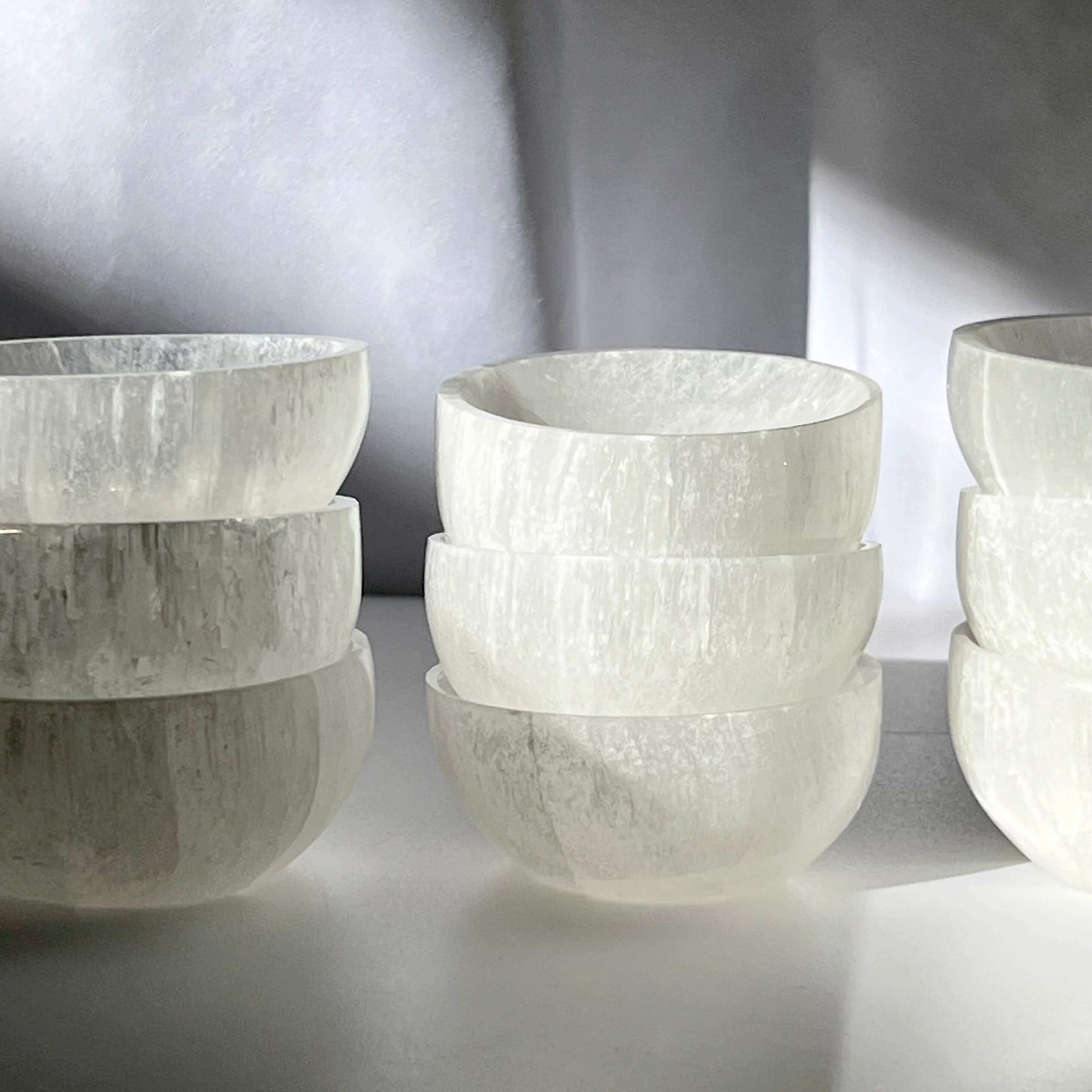 Selenite Charging Bowls | Browse our selenite charging bowls at Soja Fragrances. Ideal for recharging your crystals, these bowls are both functional and beautifully crafted. | SOJA Fragrances