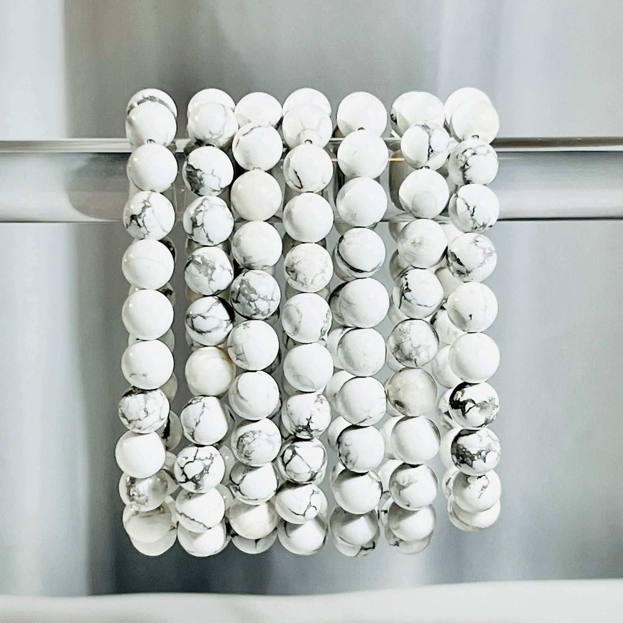 White Howlite Crystal Bracelet | Experience peace with our White Howlite Crystal Bracelet. Perfect for calm and stress relief. Shop handcrafted crystal beaded bracelets at Soja Fragrances. | SOJA Fragrances