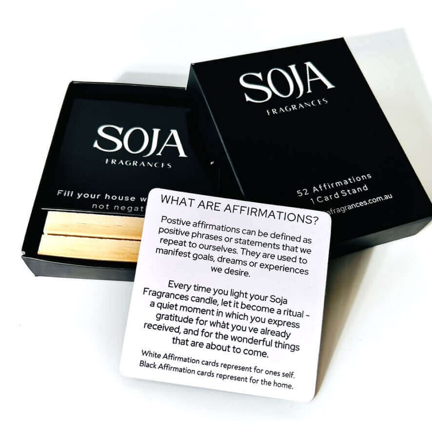 Affirmation Cards | Discover our range of affirmation cards at Soja Fragrances. Designed to inspire and uplift, these cards are perfect for enhancing your daily routine. | SOJA Fragrances